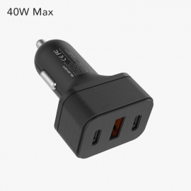 PD+QC 3USB fast car charger 40W