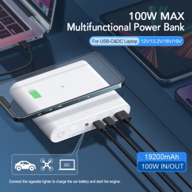 100W/19200mAh  Multifunctional fast charging power bank 