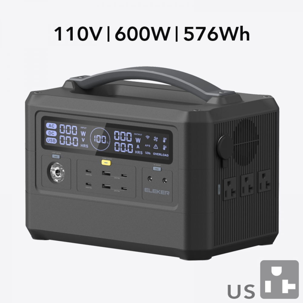 600W/576Wh Portable Power Station-US