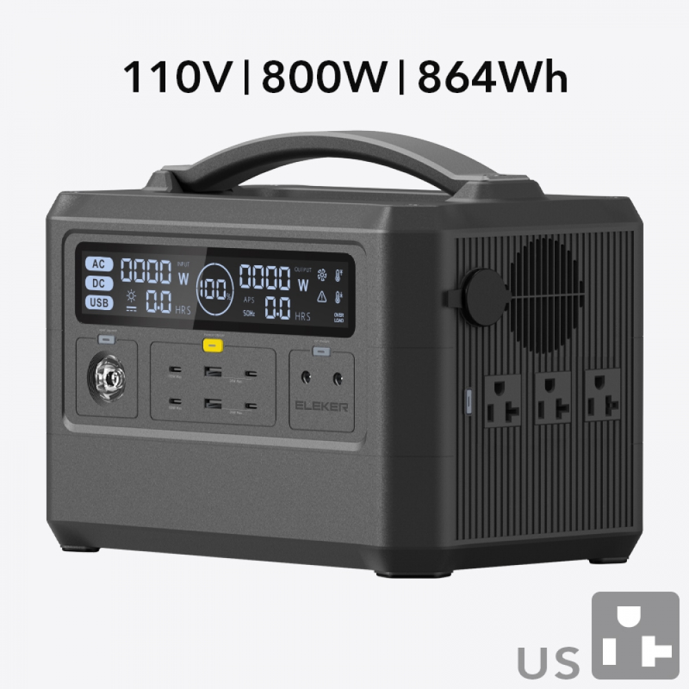 800W/864Wh Portable Power Station-US
