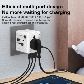 2AC+4USB Universal Travel Adapter With USB Charger