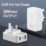 38W 3 USB Wall Charger -UK