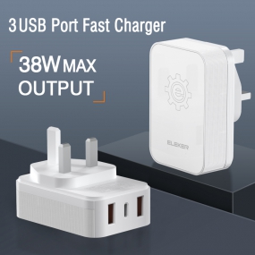 38W 3 USB Wall Charger -UK