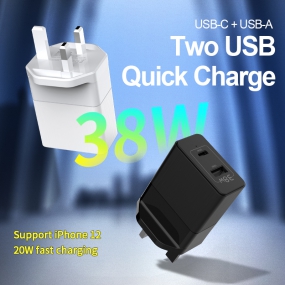 38W Dual USB Power Adapter-UK